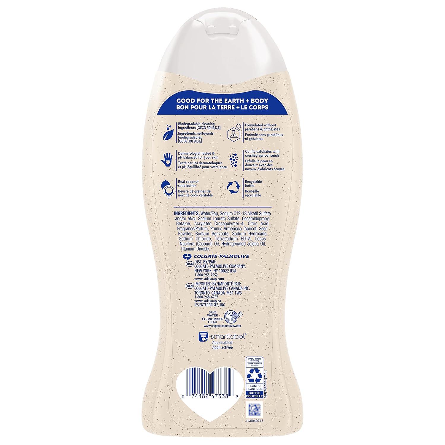 imageSoftsoap Body Wash Coconut Butter Scrub  Exfoliating Body Wash 20 Ounce 4 PackCoconut Scrub