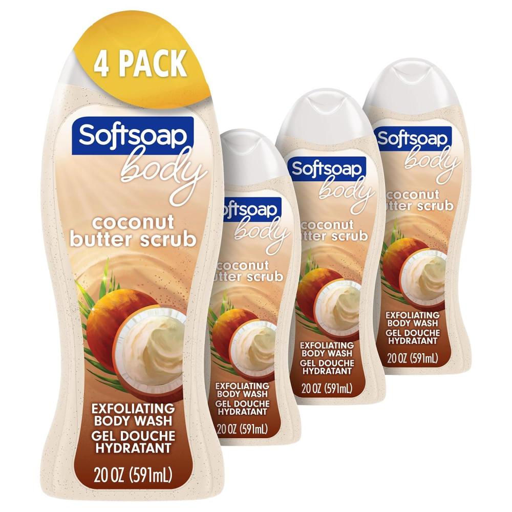 imageSoftsoap Body Wash Coconut Butter Scrub  Exfoliating Body Wash 20 Ounce 4 PackCoconut Scrub