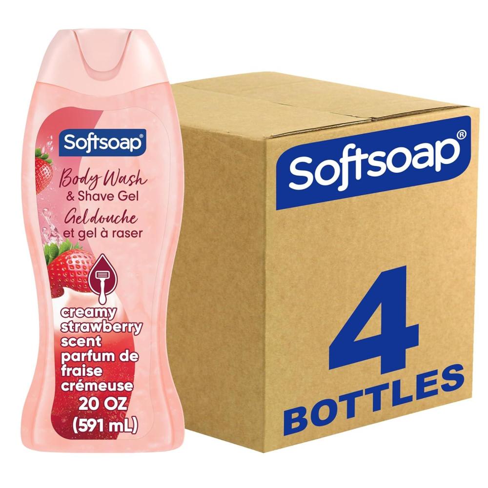 imageSoftsoap Body Wash Coconut Butter Scrub  Exfoliating Body Wash 20 Ounce 4 PackCreamy Strawberry