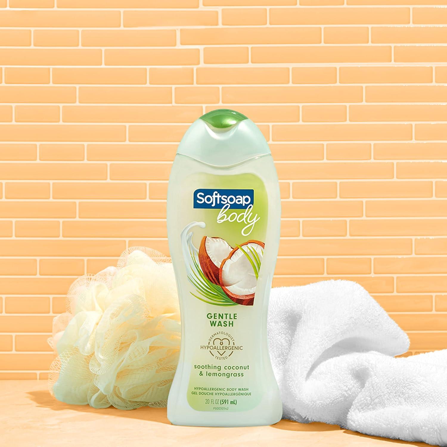 imageSoftsoap Oat Milk and Vanilla Body Wash Hypoallergenic Body Wash for Sensitive Skin Dermatologist Tested pH Balanced No Parabens No Phthalates 20 OZ 4 PackCoconut  Lemongrass