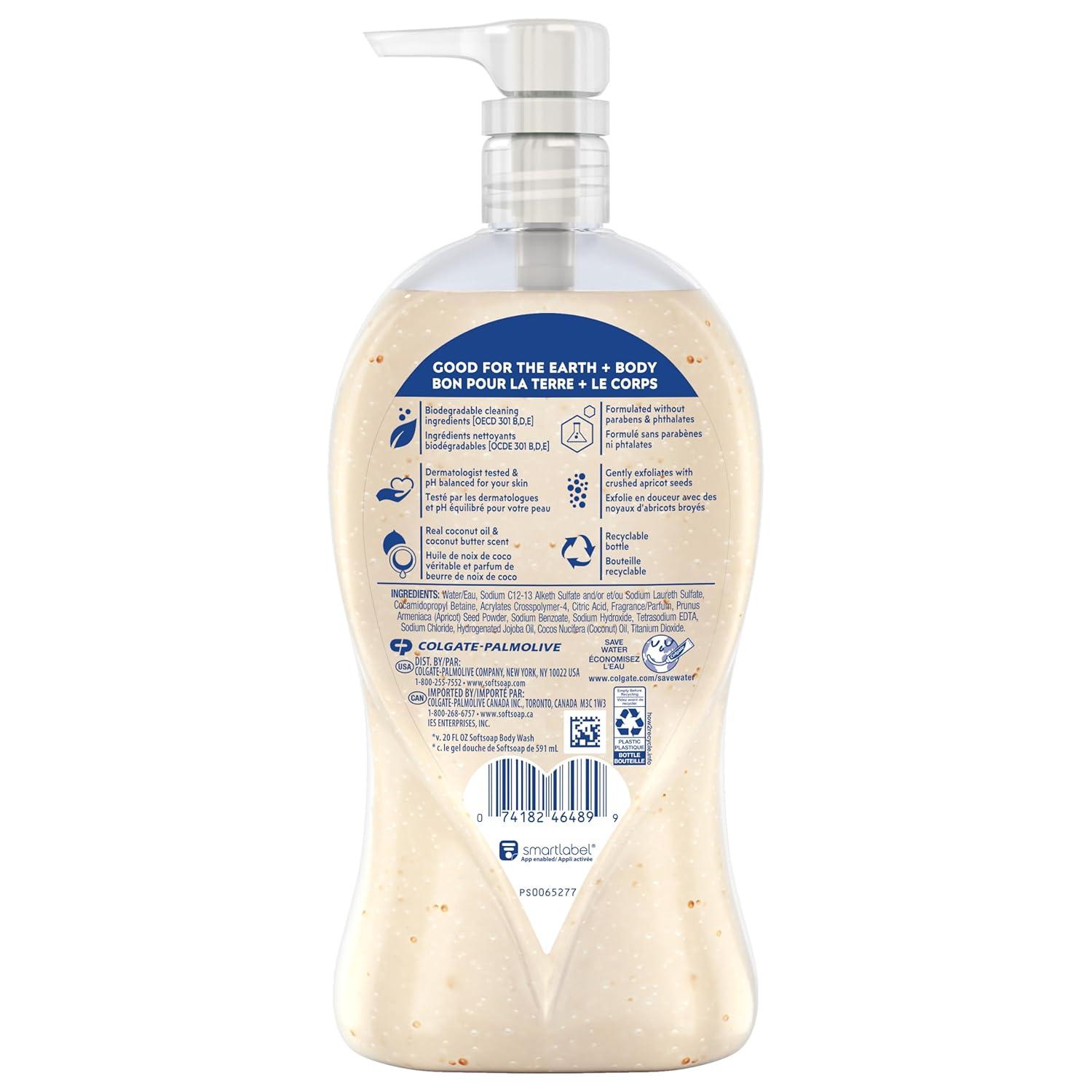 imageSoftsoap Body Wash Pump Coconut Butter Scrub Exfoliating Body Wash 32 Ounce Pack of 1 WHITE Package May VaryCoconut Scrub