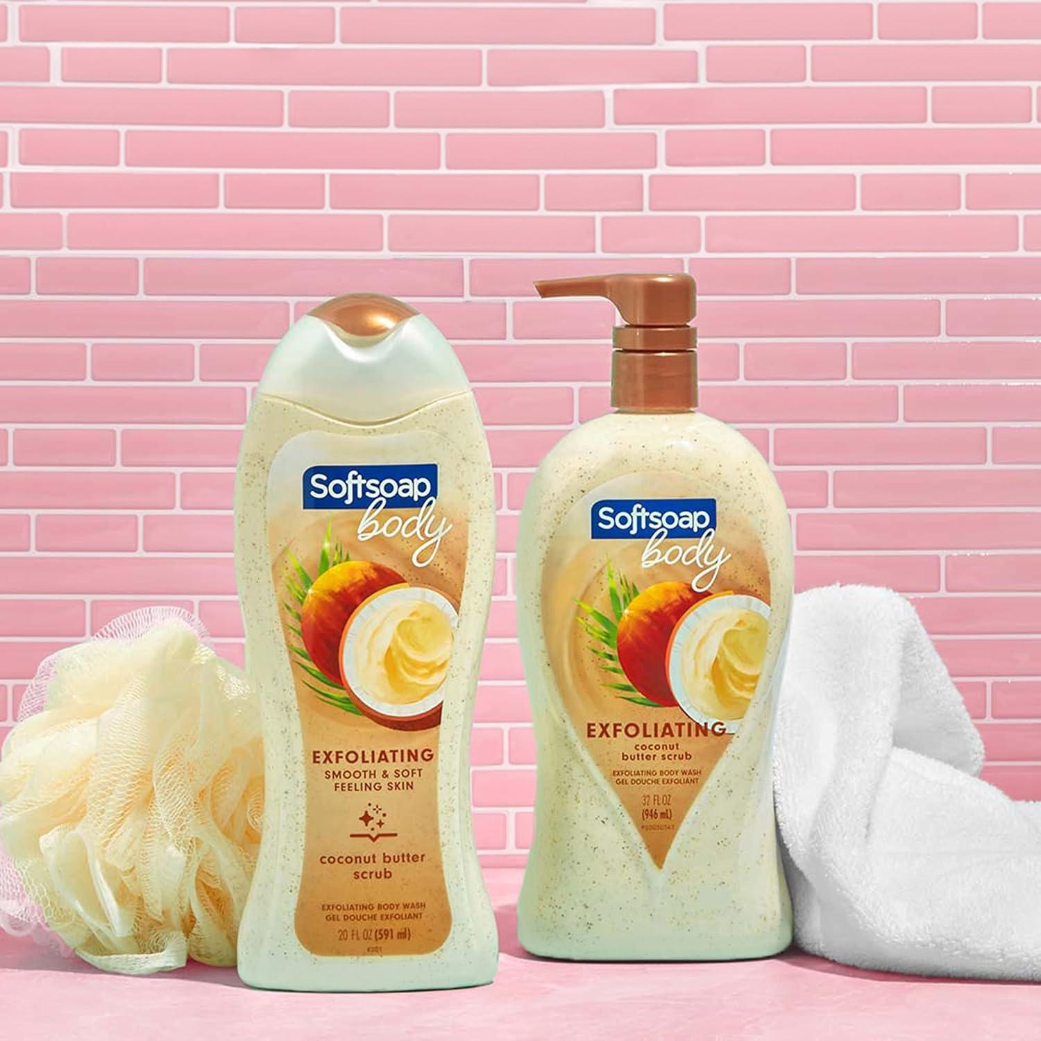 imageSoftsoap Body Wash Pump Coconut Butter Scrub Exfoliating Body Wash 32 Ounce Pack of 1 WHITE Package May VaryCoconut Scrub