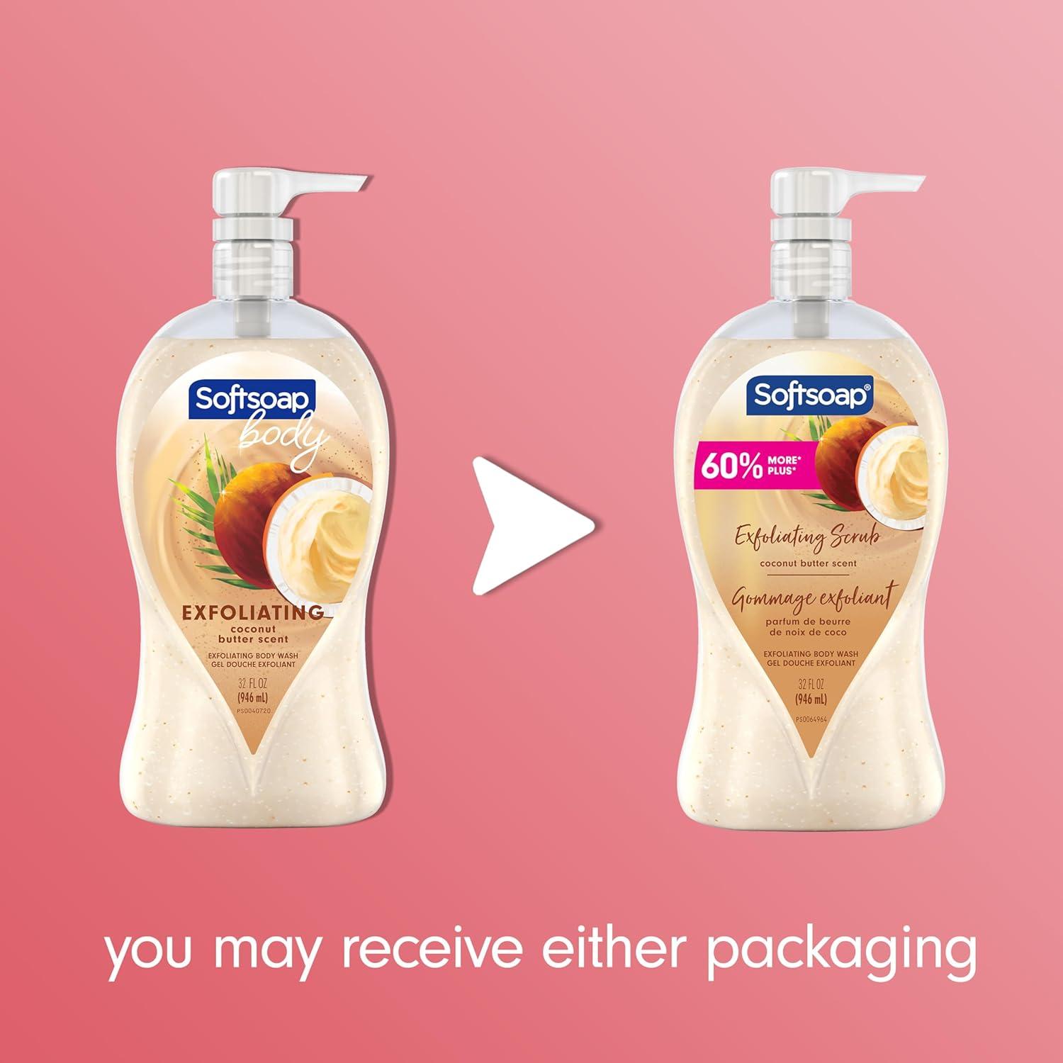 imageSoftsoap Body Wash Pump Coconut Butter Scrub Exfoliating Body Wash 32 Ounce Pack of 1 WHITE Package May VaryCoconut Scrub