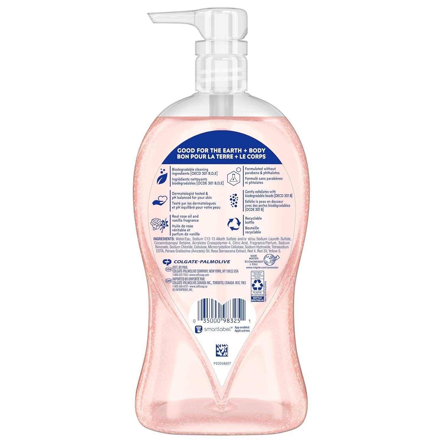 imageSoftsoap Body Wash Pump Coconut Butter Scrub Exfoliating Body Wash 32 Ounce Pack of 1 WHITE Package May VaryPink Rose  Vanilla