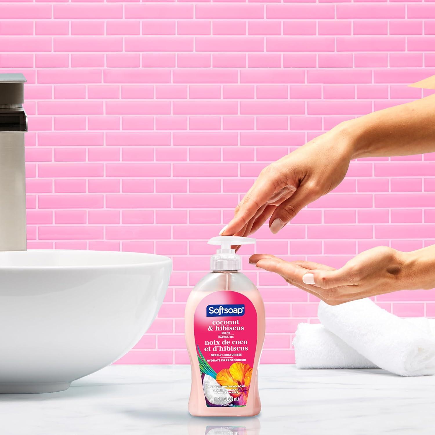imageSoftsoap Clean ampamp Protect Antibacterial Liquid Hand Soap Cool Splash Hand Soap 1125 Ounce 6 PackCoconut  Hibiscus