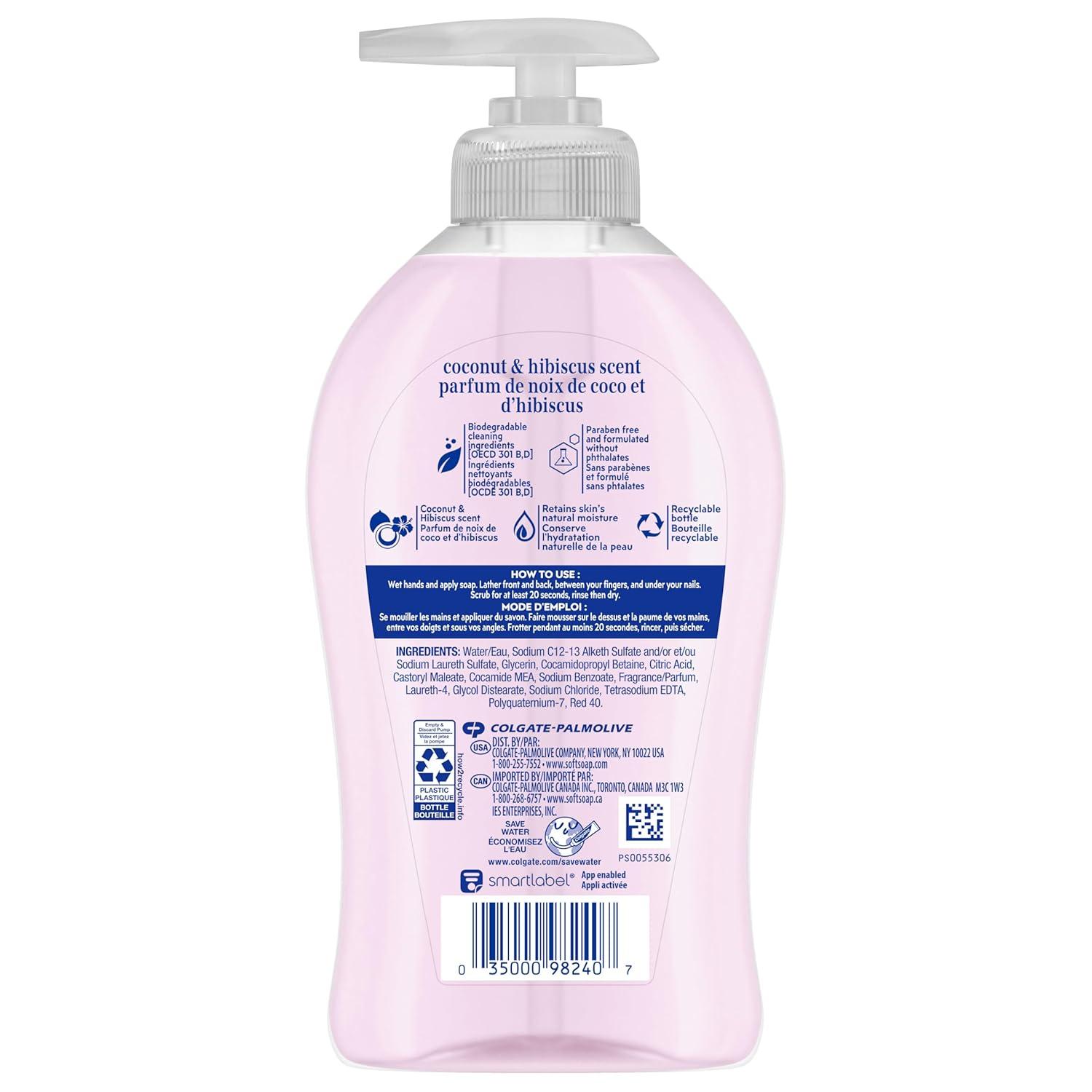 imageSoftsoap Clean ampamp Protect Antibacterial Liquid Hand Soap Cool Splash Hand Soap 1125 Ounce 6 PackCoconut  Hibiscus