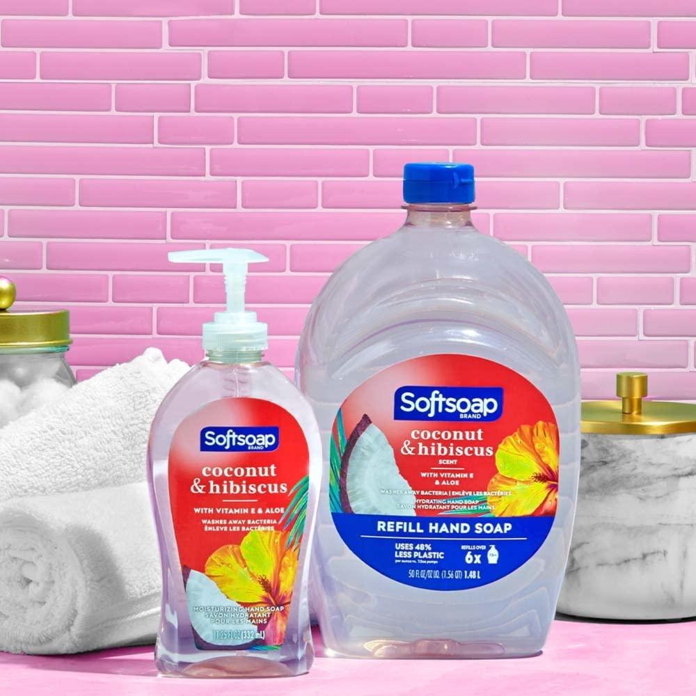 imageSoftsoap Clean ampamp Protect Antibacterial Liquid Hand Soap Cool Splash Hand Soap 1125 Ounce 6 PackCoconut  Hibiscus