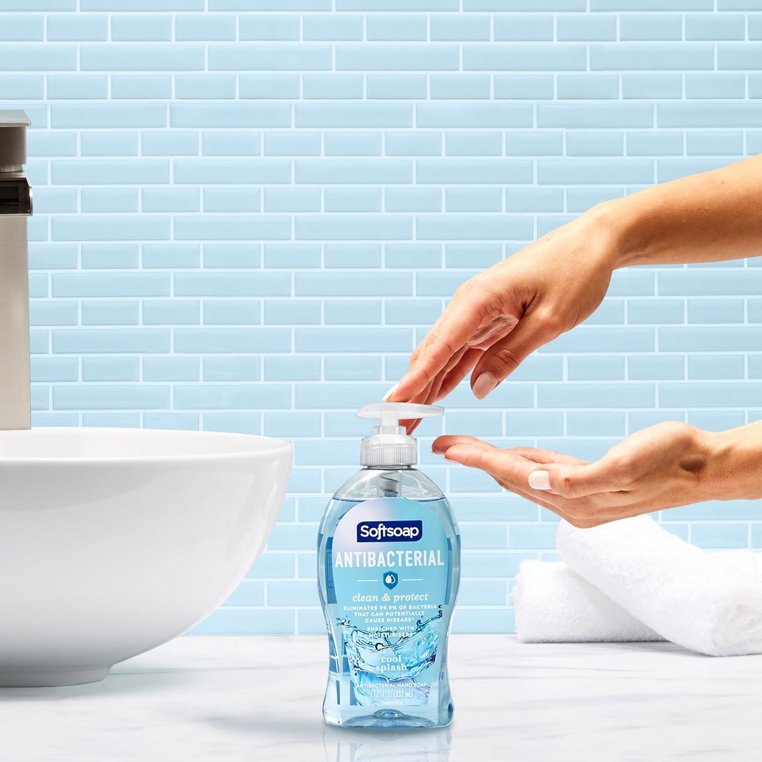imageSoftsoap Clean ampamp Protect Antibacterial Liquid Hand Soap Cool Splash Hand Soap 1125 Ounce 6 PackCool Splash