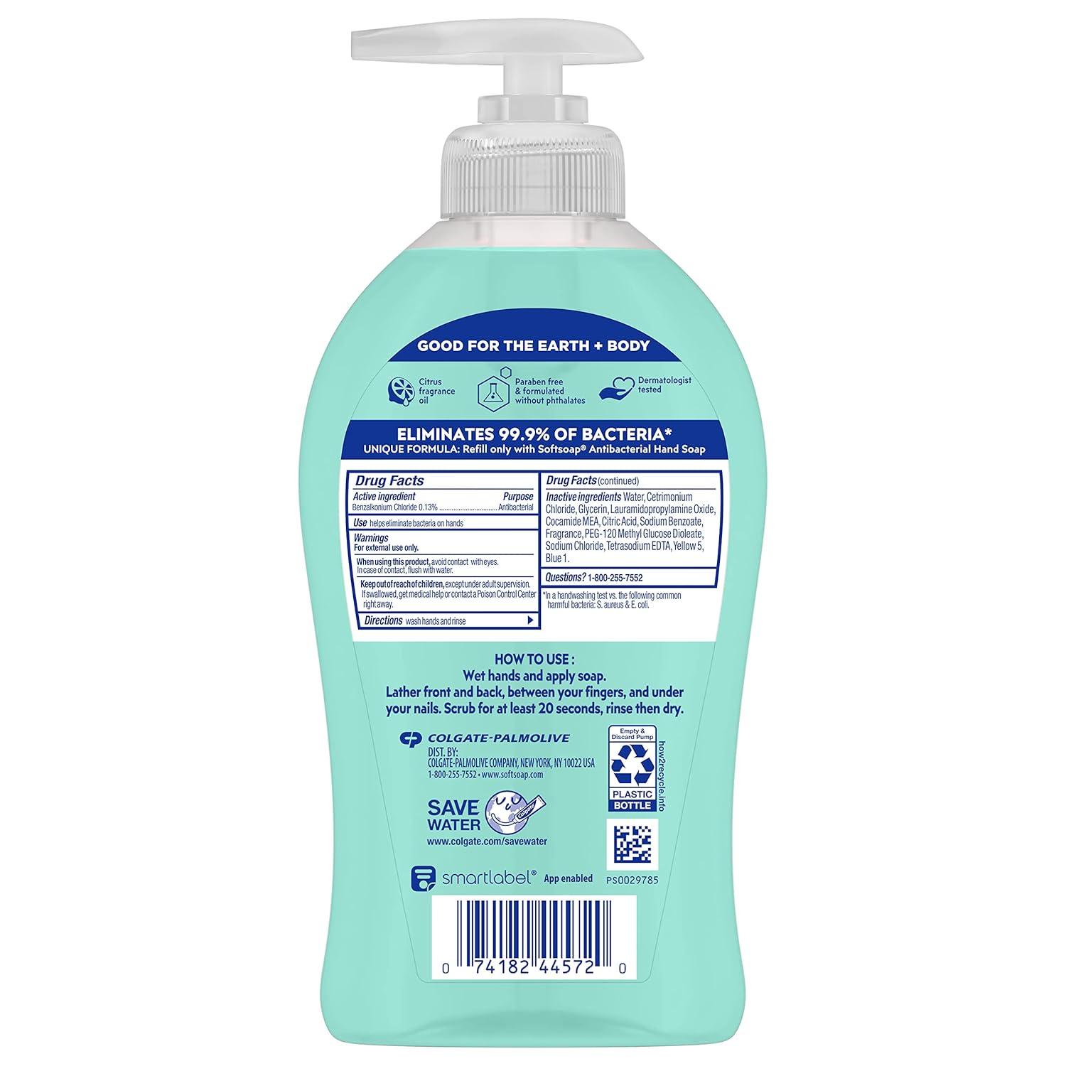 imageSoftsoap Clean ampamp Protect Antibacterial Liquid Hand Soap Cool Splash Hand Soap 1125 Ounce 6 PackFresh Citrus