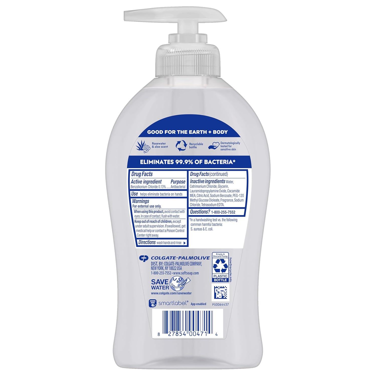 imageSoftsoap Clean ampamp Protect Antibacterial Liquid Hand Soap Cool Splash Hand Soap 1125 Ounce 6 PackRosewater  Aloe