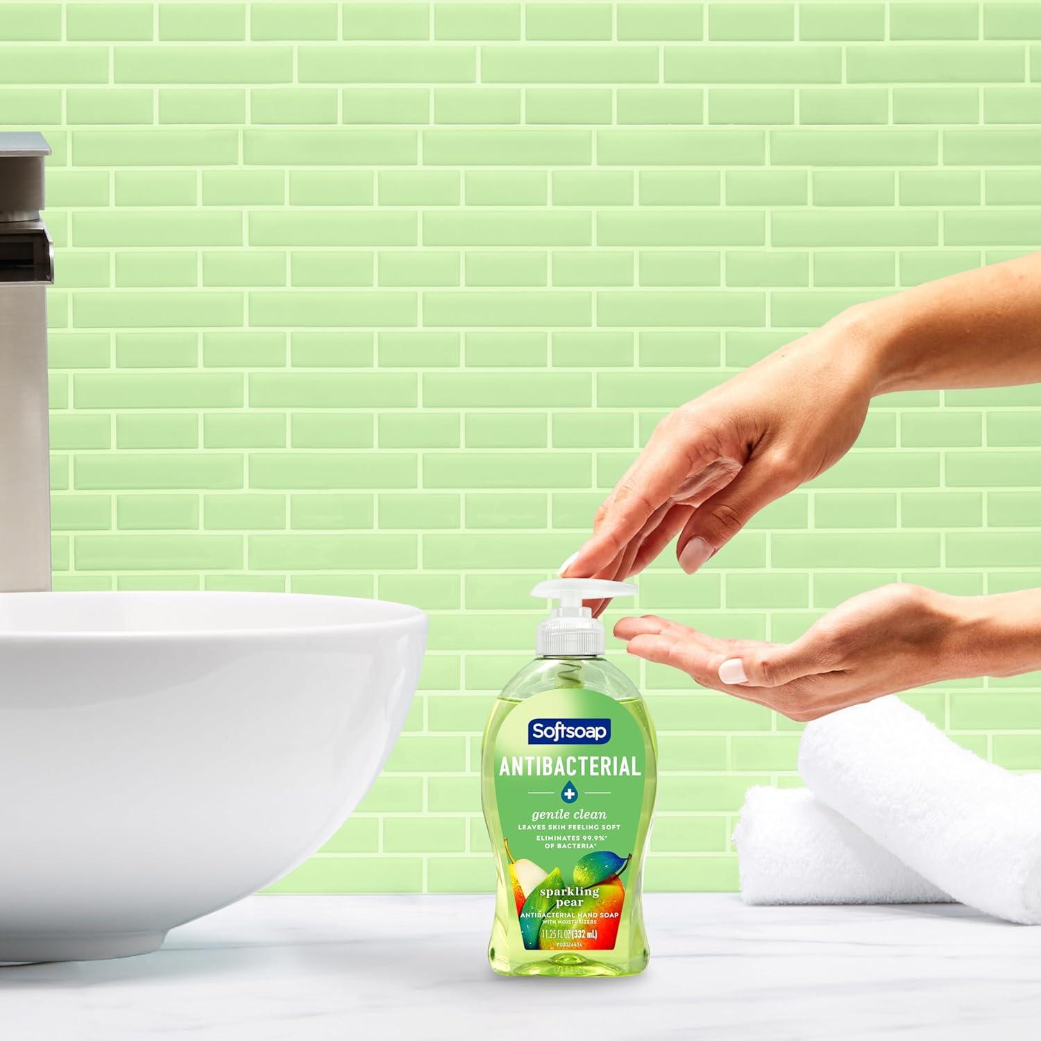 imageSoftsoap Clean ampamp Protect Antibacterial Liquid Hand Soap Cool Splash Hand Soap 1125 Ounce 6 PackSparkling Pear