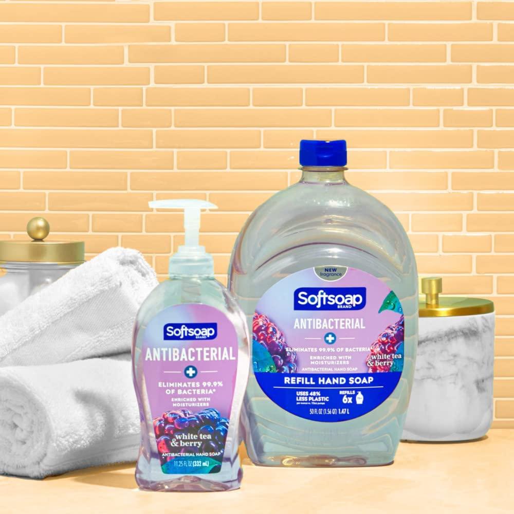 imageSoftsoap Clean ampamp Protect Antibacterial Liquid Hand Soap Cool Splash Hand Soap 1125 Ounce 6 PackWhite Tea  Berry