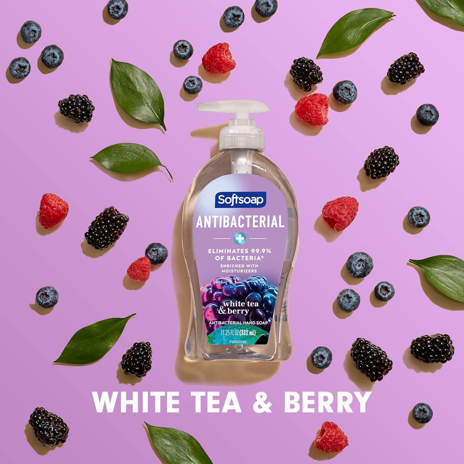 imageSoftsoap Clean ampamp Protect Antibacterial Liquid Hand Soap Cool Splash Hand Soap 1125 Ounce 6 PackWhite Tea  Berry