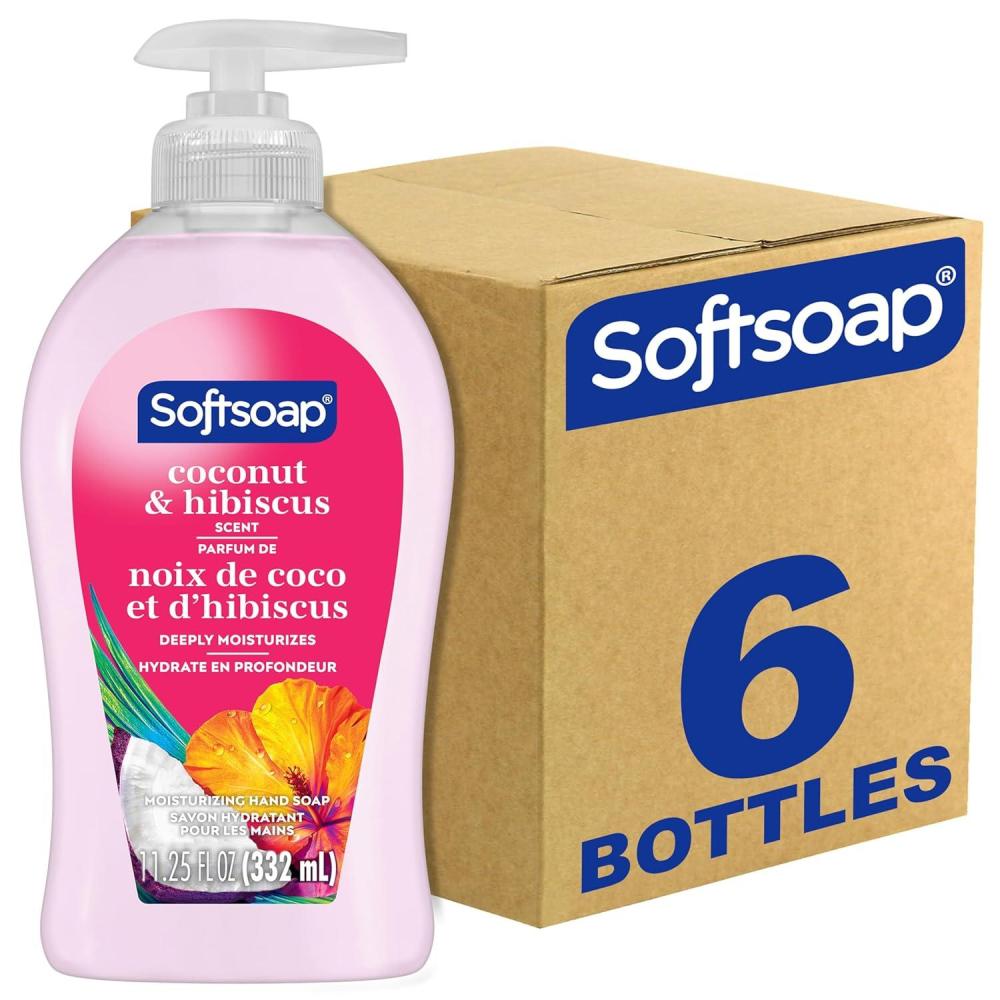 imageSoftsoap Clean ampamp Protect Antibacterial Liquid Hand Soap Cool Splash Hand Soap 1125 Ounce 6 PackCoconut  Hibiscus