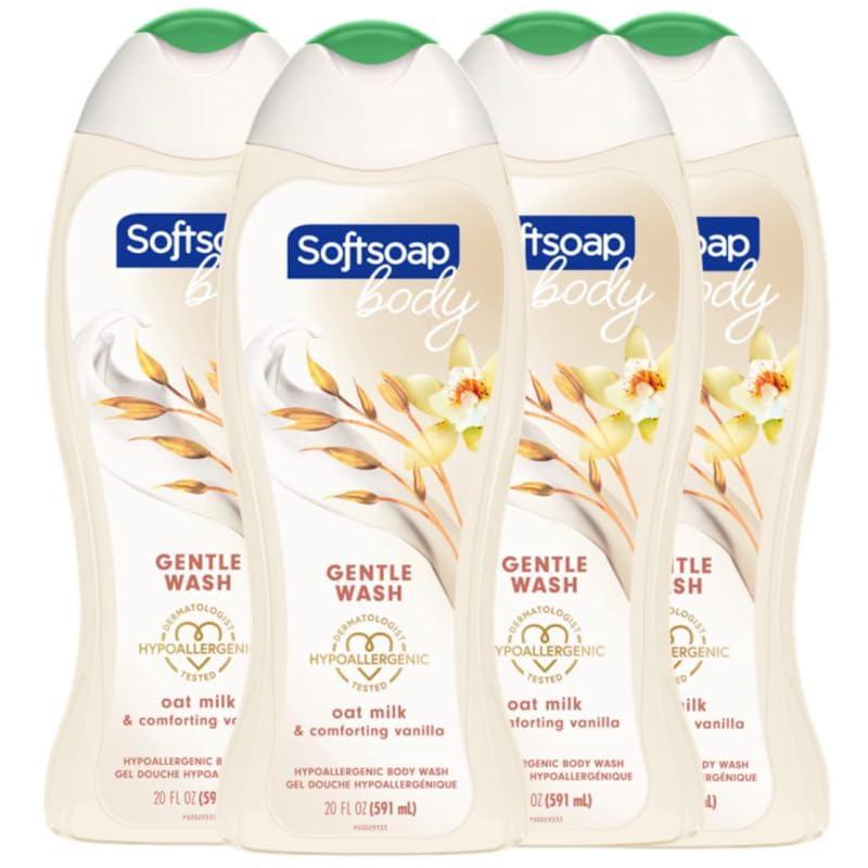 imageSoftsoap Oat Milk and Vanilla Body Wash Hypoallergenic Body Wash for Sensitive Skin Dermatologist Tested pH Balanced No Parabens No Phthalates 20 OZ 4 PackOat Milk  Vanilla