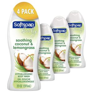 imageSoftsoap Oat Milk and Vanilla Body Wash Hypoallergenic Body Wash for Sensitive Skin Dermatologist Tested pH Balanced No Parabens No Phthalates 20 OZ 4 PackCoconut  Lemongrass